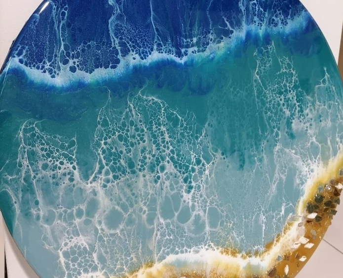 Создание картины из эпоксидной смолы «Море» Фото 3